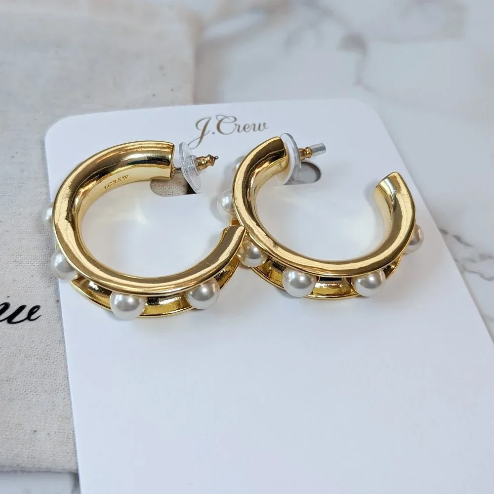 J.Crew Pearl-studded Hoop Earrings - Picture 2 of 8